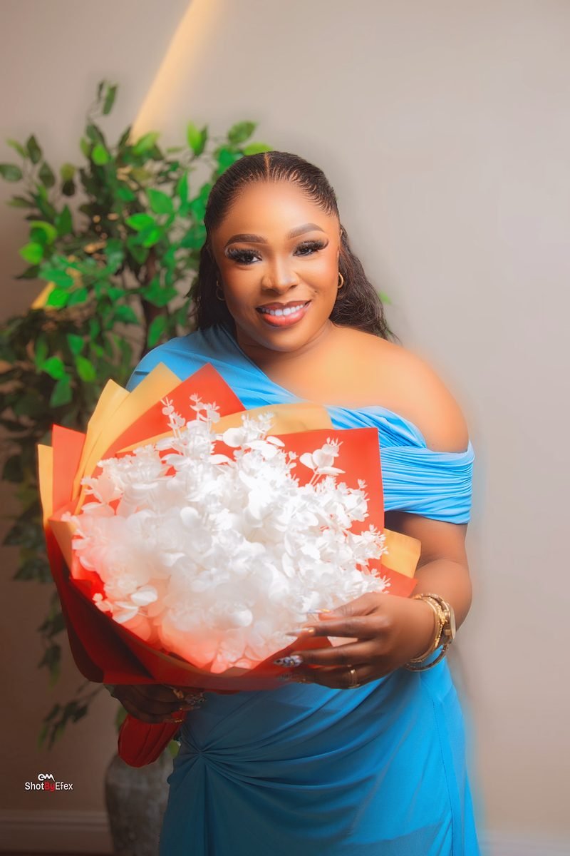Celebration Portrait with Bouquet